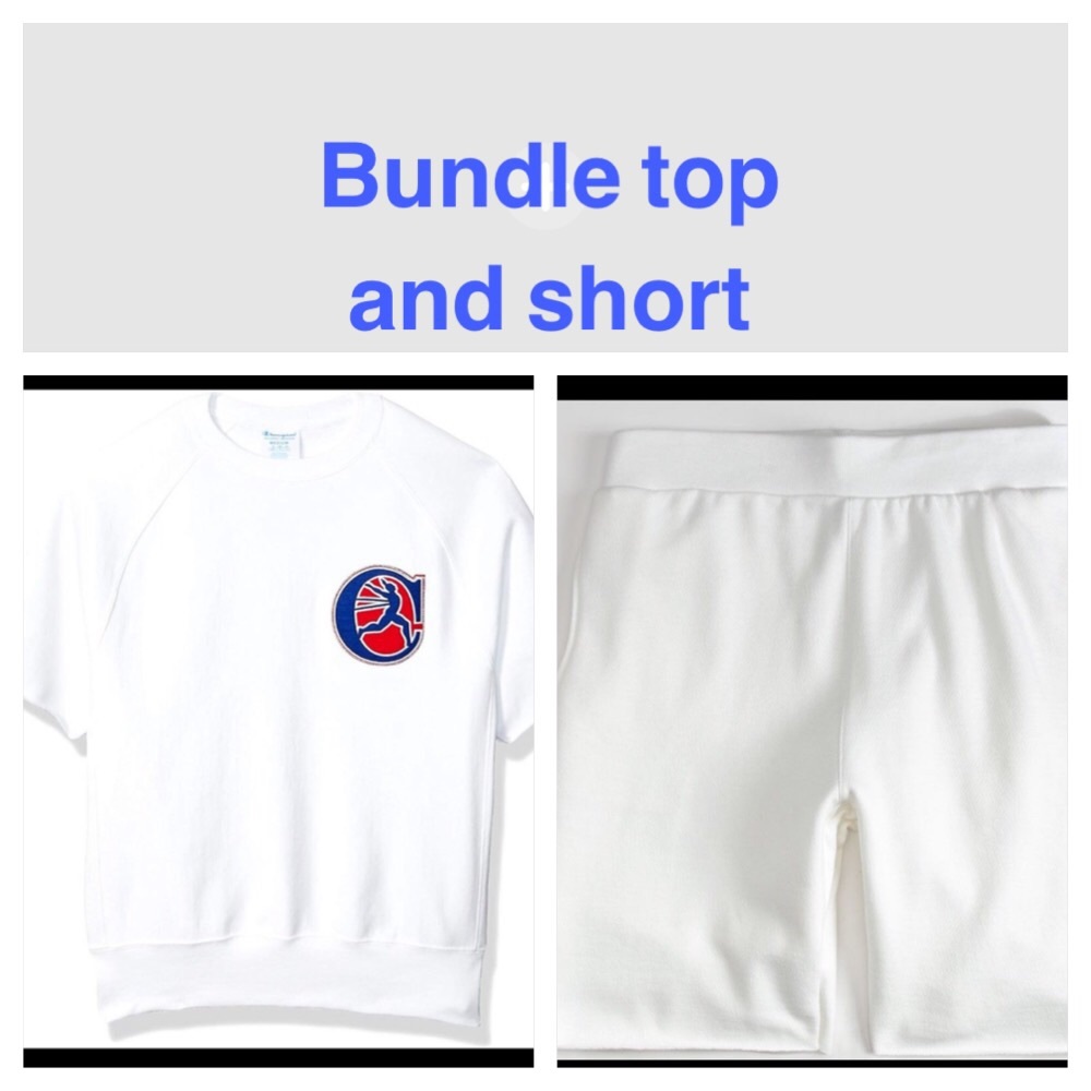 CHAMPION Reverse Weave white cut Off sweat set